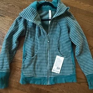 lululemon athletica Teal and Gray Striped Hoodie